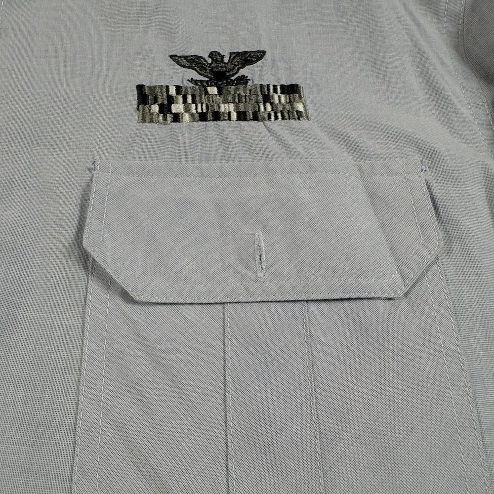 Pacific Blue Shirt Men 2XL Button Up Blue Military Tactical Patches Long Sleeve